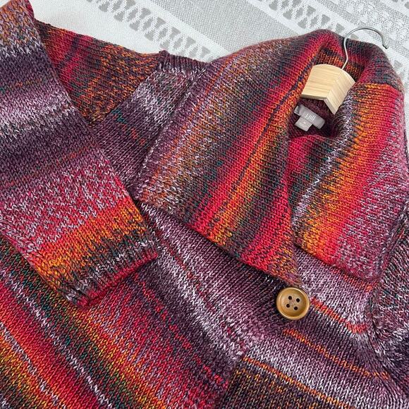 J. Jill Rainbow Marl Knit Cardigan Sweater Shawl Collar Long Sleeve Womens M - Picture 7 of 11